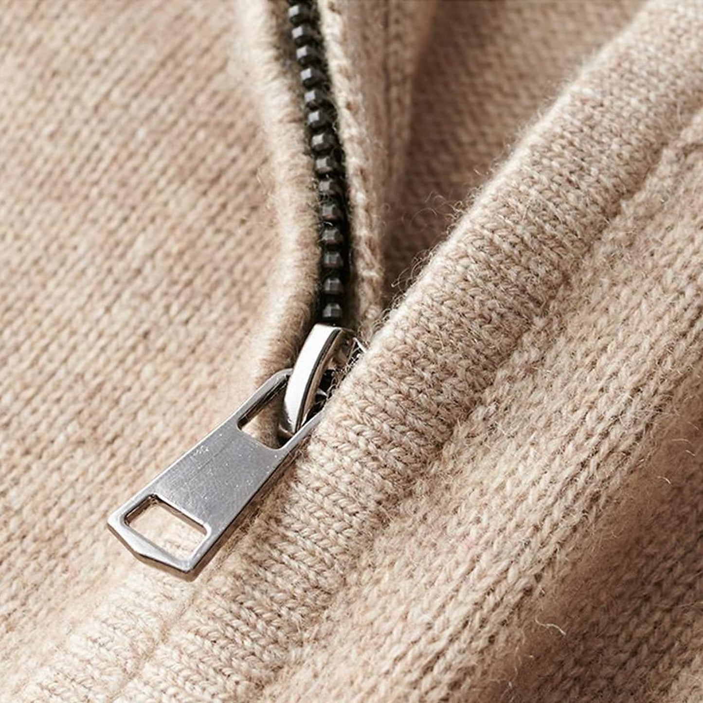 Herren Pullover Strick Einfarbig Stehkragen Halb Reißverschluss Pullover