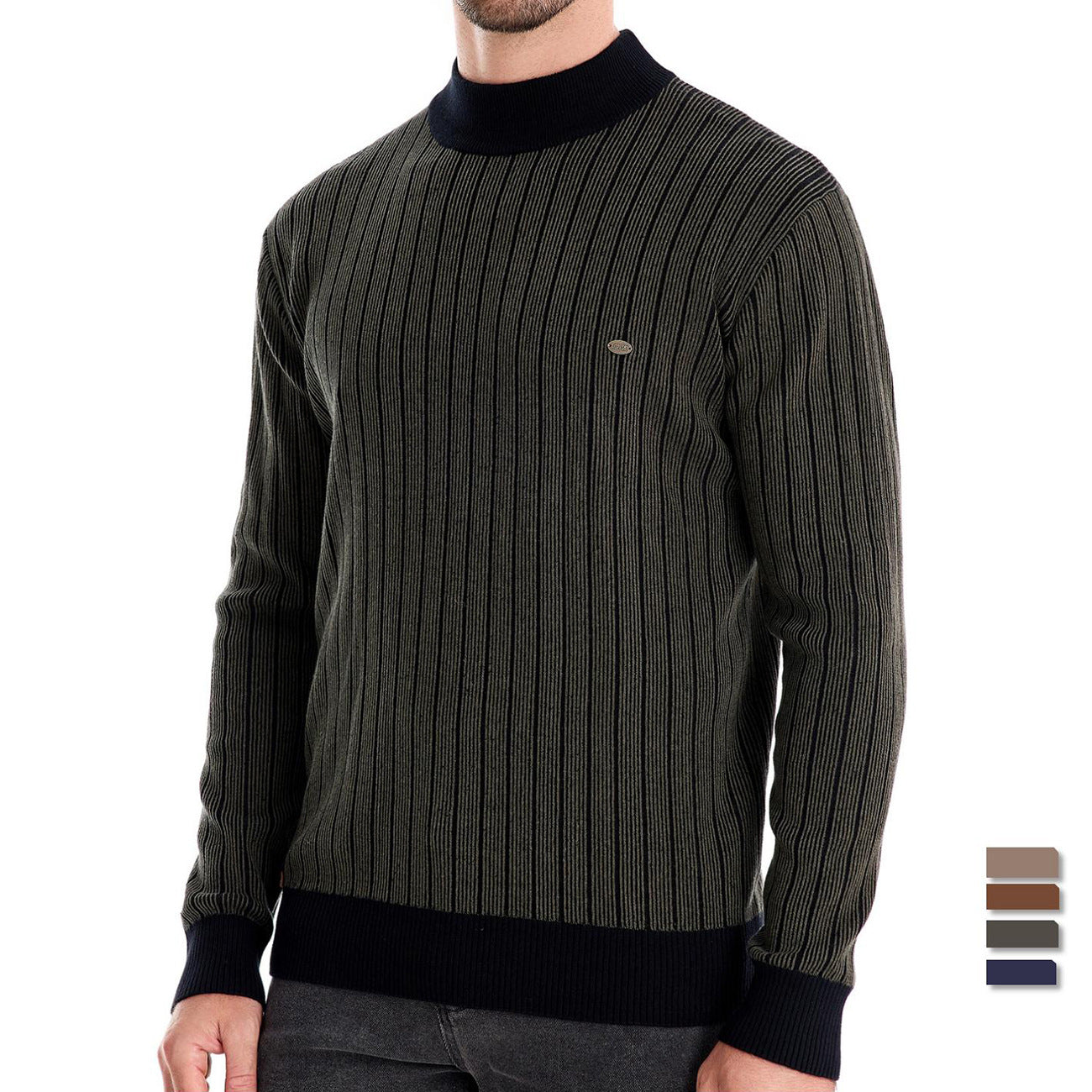 Herren Rollkragenpullover mit Streifen