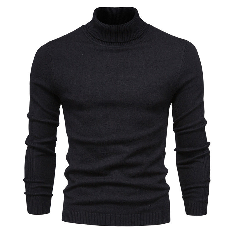 Herren Winter Rollkragenpullover, dick, lässig, einfarbig