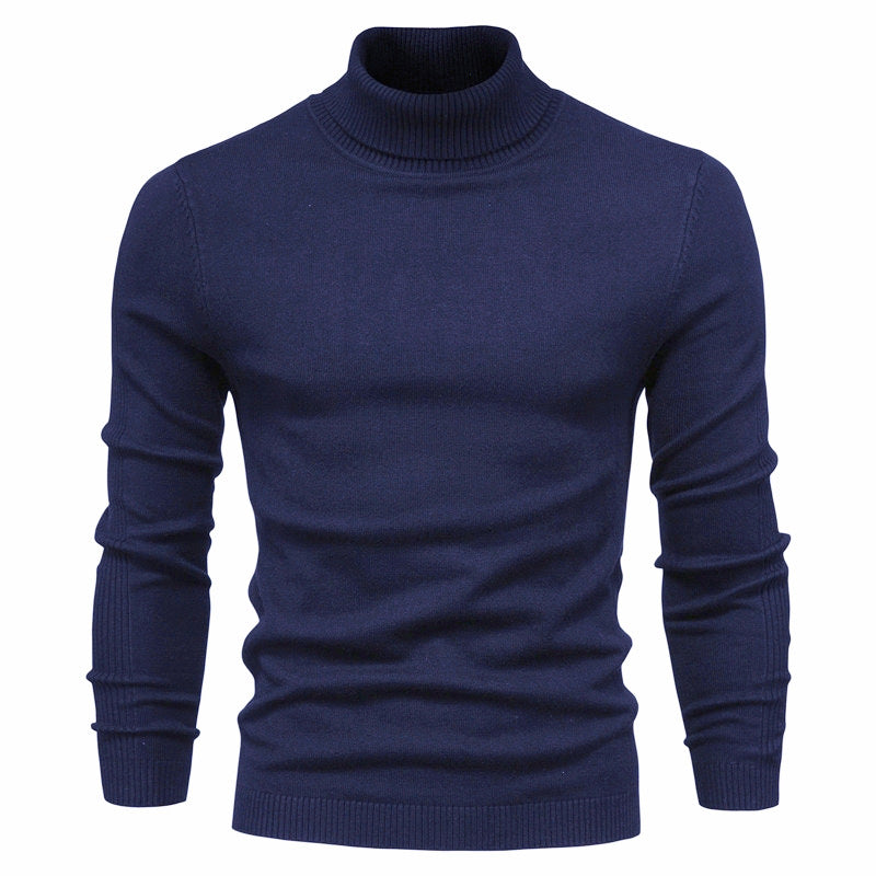 Herren Winter Rollkragenpullover, dick, lässig, einfarbig