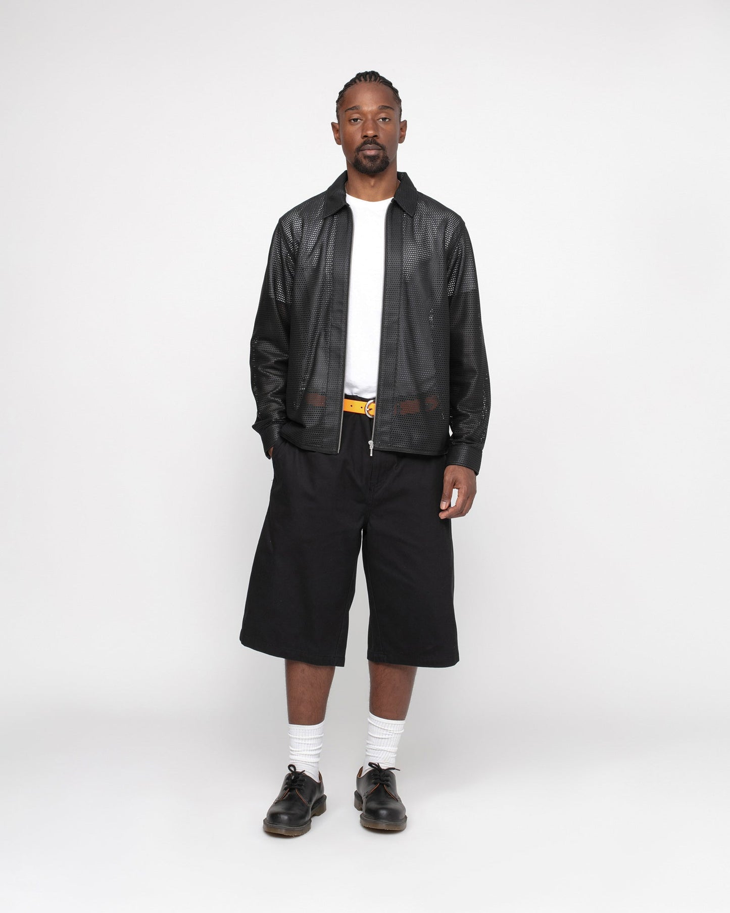 CHEMISE ZIPPÉE EN CUIR PERFORÉ