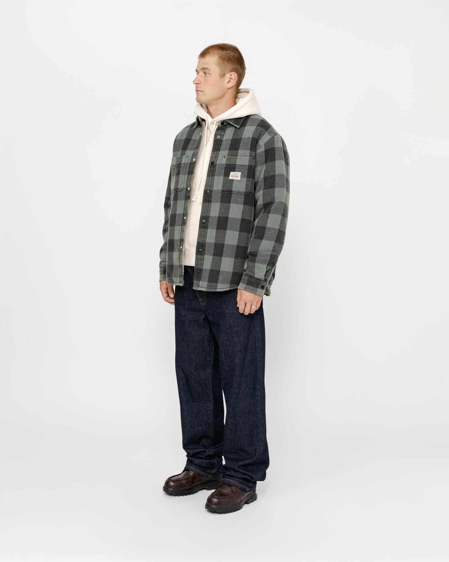 CHEMISE EN MOLLETON DOUBLÉE SHERPA À CARREAUX BUFFLE