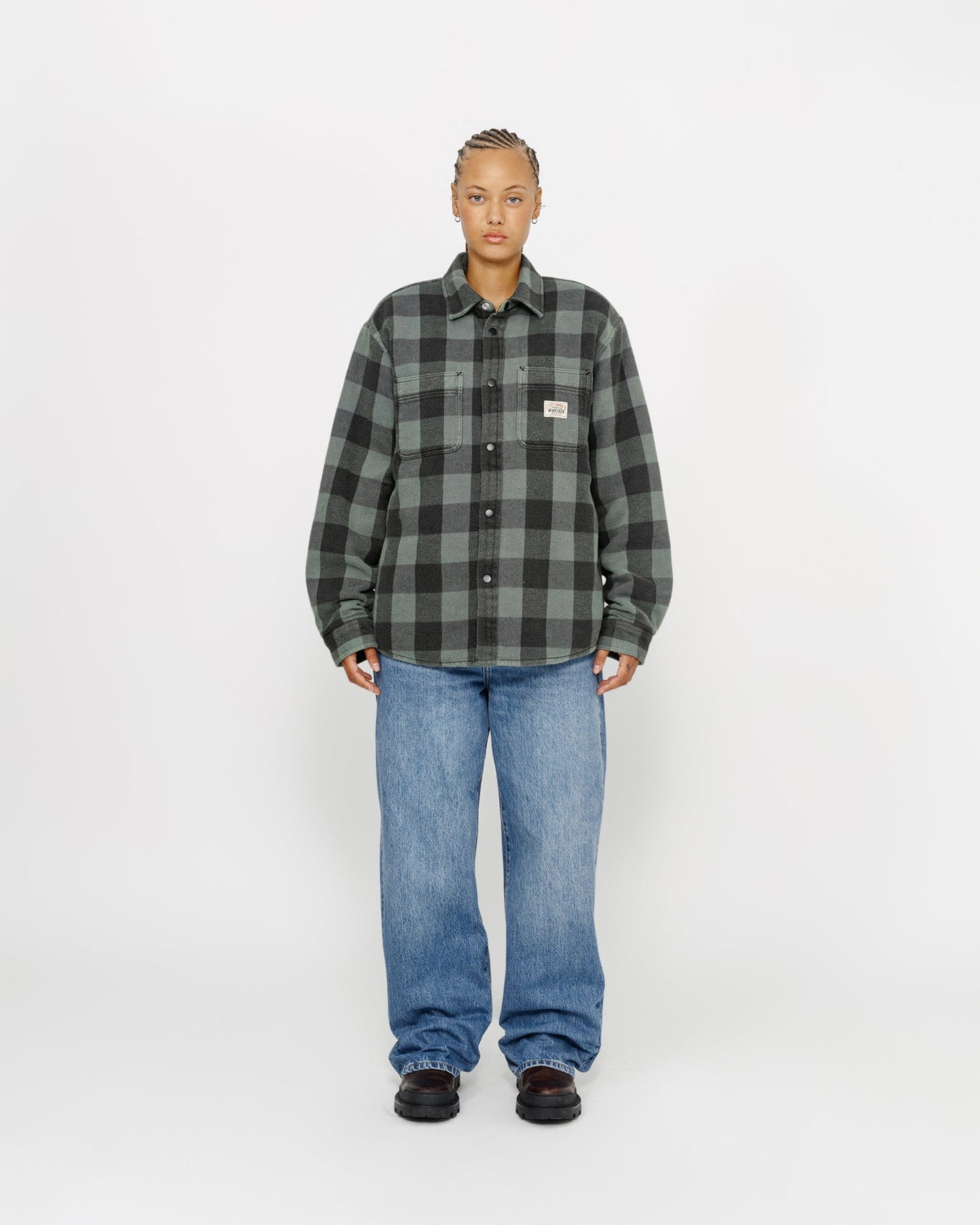 CHEMISE EN MOLLETON DOUBLÉE SHERPA À CARREAUX BUFFLE