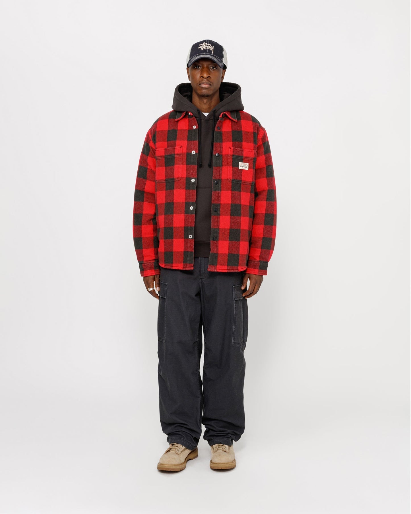 CHEMISE EN MOLLETON DOUBLÉE SHERPA À CARREAUX BUFFLE