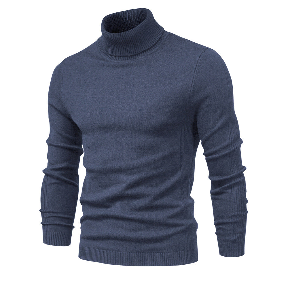 Herren Winter Rollkragenpullover, dick, lässig, einfarbig