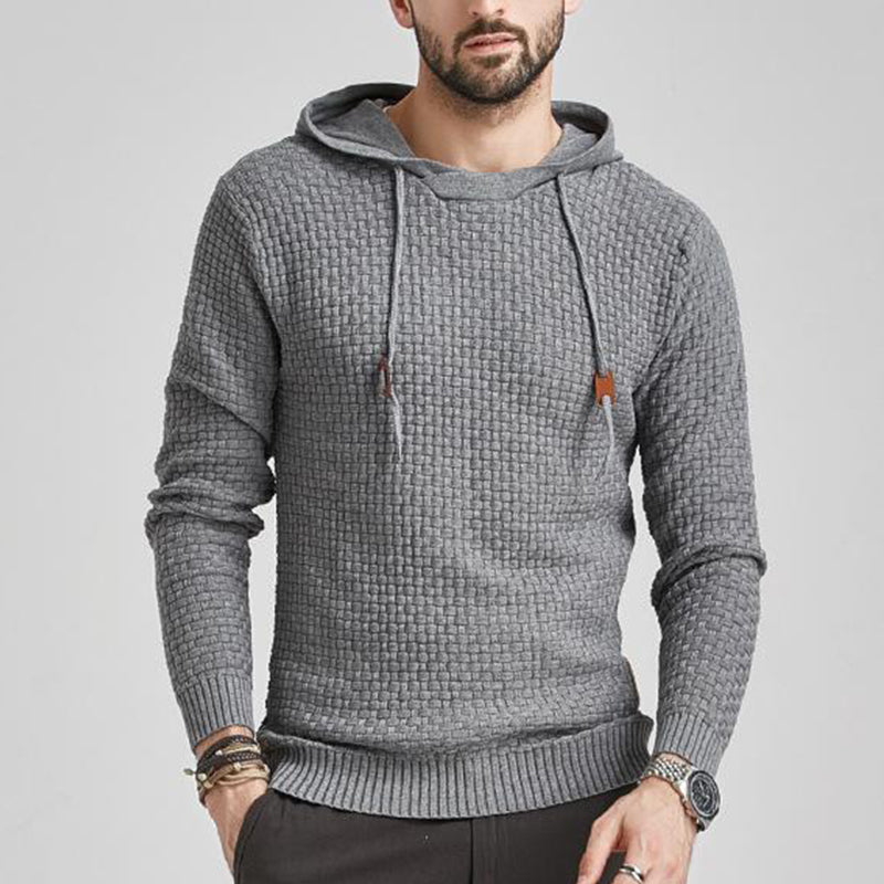 Herren-Pullover Jacquard-Karo-Muster Kapuzenpullover Basic Vintage-Stil
