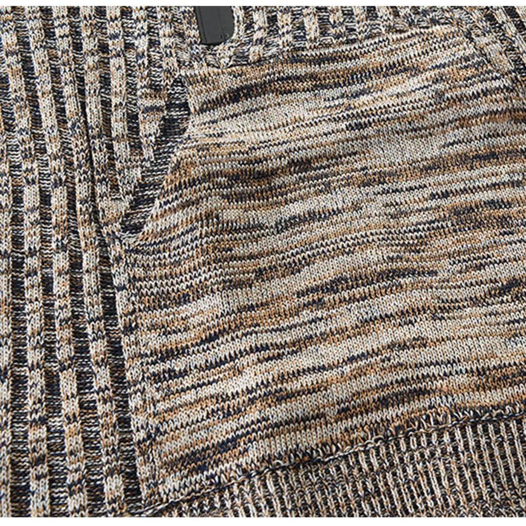 Herren Melange Half-Zip Känguru-Taschen-Pullover
