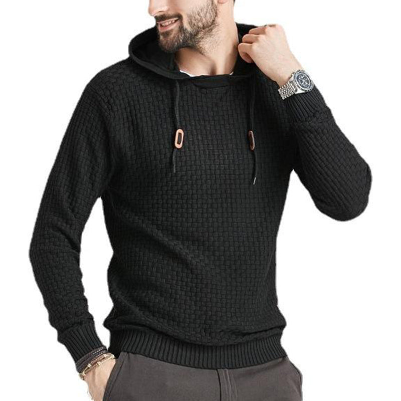 Herren-Pullover Jacquard-Karo-Muster Kapuzenpullover Basic Vintage-Stil