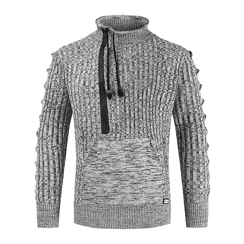 Herren Melange Half-Zip Känguru-Taschen-Pullover