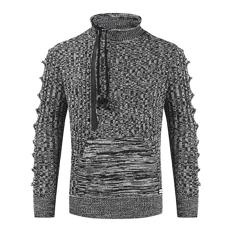 Herren Melange Half-Zip Känguru-Taschen-Pullover