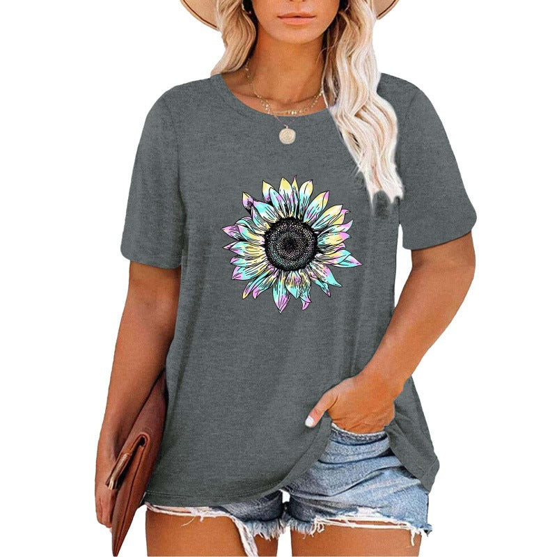 ✨Damen V-Ausschnitt Gänseblümchen-Print T-Shirts Freizeit-T-Shirts