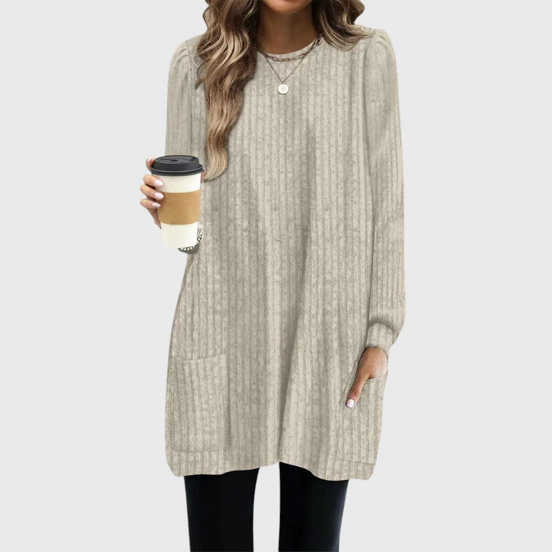 Damen Herbst/Winter Kuschelige Tunika mit Taschen
