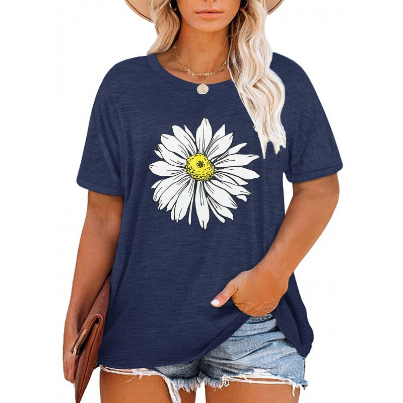 ✨Damen V-Ausschnitt Gänseblümchen-Print T-Shirts Freizeit-T-Shirts