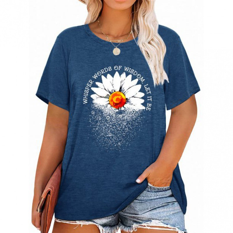 ✨Damen V-Ausschnitt Gänseblümchen-Print T-Shirts Freizeit-T-Shirts