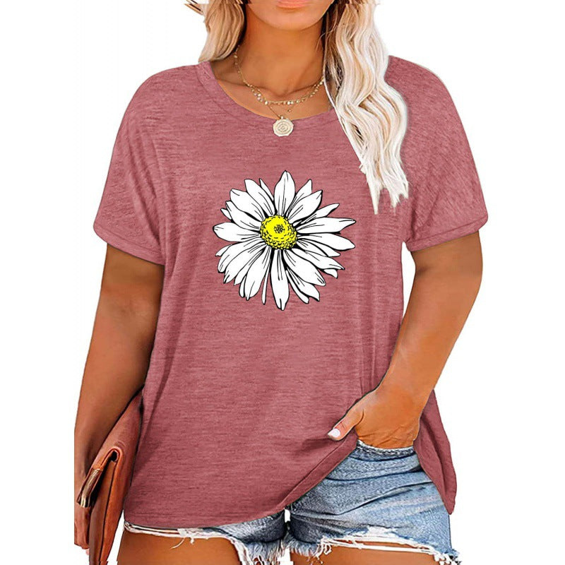 ✨Damen V-Ausschnitt Gänseblümchen-Print T-Shirts Freizeit-T-Shirts