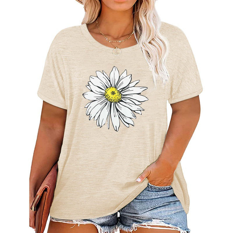 ✨Damen V-Ausschnitt Gänseblümchen-Print T-Shirts Freizeit-T-Shirts