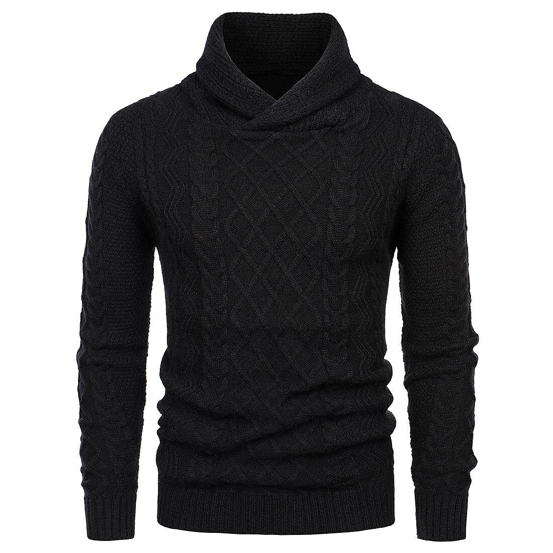 Herren Schalkragen Zopfmuster Freizeit Slim Fit Langarm Pullover