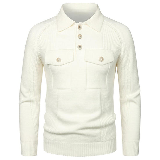 Herren Strickpullover im Vintage-Stil mit Reverskragen, Raglanärmeln und schmaler Passform